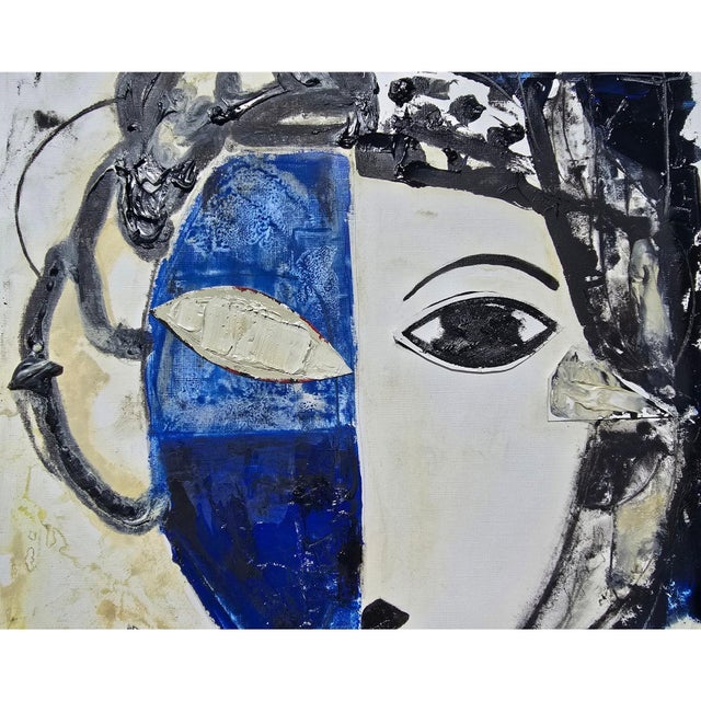 Abstract Figurative Original Oil Painting 'Portrait of a Woman' | Unframed For Sale - Image 4 of 12