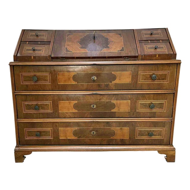Antique Trentino Veneered Drop-Front Desk For Sale