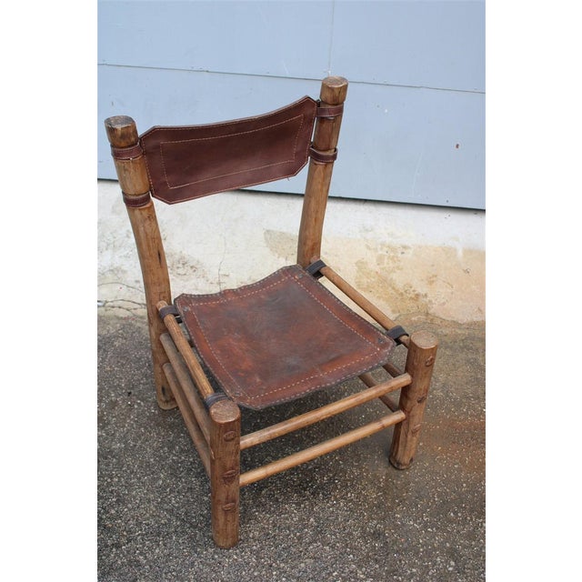 Safari Chairs in Wood and Leather, Italy, 1960s, Set of 2, in Good conditions. Designed 1960 to 1969