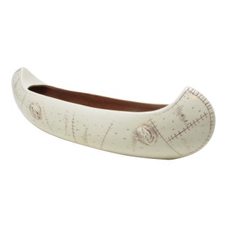 Vintage 1960s Red Wing Birch Bark Canoe Shaped Pottery Planter 733 For Sale