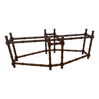 Vintage Hollywood Regency Style Faux Bamboo Coffee Table Base in a Dark Wood For Sale