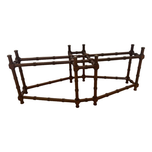 Vintage Hollywood Regency Style Faux Bamboo Coffee Table Base in a Dark Wood For Sale