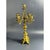 Five-light brass candelabra with hand-painted ceramic elements. Luigi Beccarelli (1837-1908). Italy, 19th century. . The...