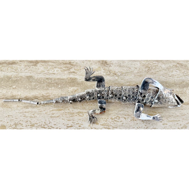 Emilia Castillo Articulated Silver Plate Lizard Sculpture, Taxco Mexico For Sale In Miami - Image 6 of 9