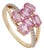 Art Nouveau 14k Yellow Gold 1.66ct Pink Sapphire & Diamond Cluster Bypass Ring Size 6 For Sale