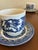 Vintage Churchill England Blue & White Transferware Cups and Saucers – Set of 4 For Sale - Image 10 of 12
