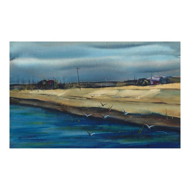 1960s Arthur Sembler Coastal Virginia Watercolor For Sale
