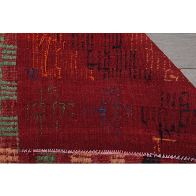 1970s Turkish Hand-Knotted Wool Cotton Red Area Rug For Sale - Image 4 of 12