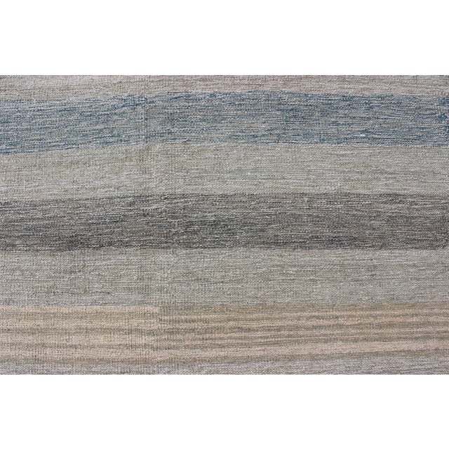 Flat-Weave Kilim in Striped Design by Keivan Woven Arts 8'1 X 11'4 For Sale - Image 9 of 12
