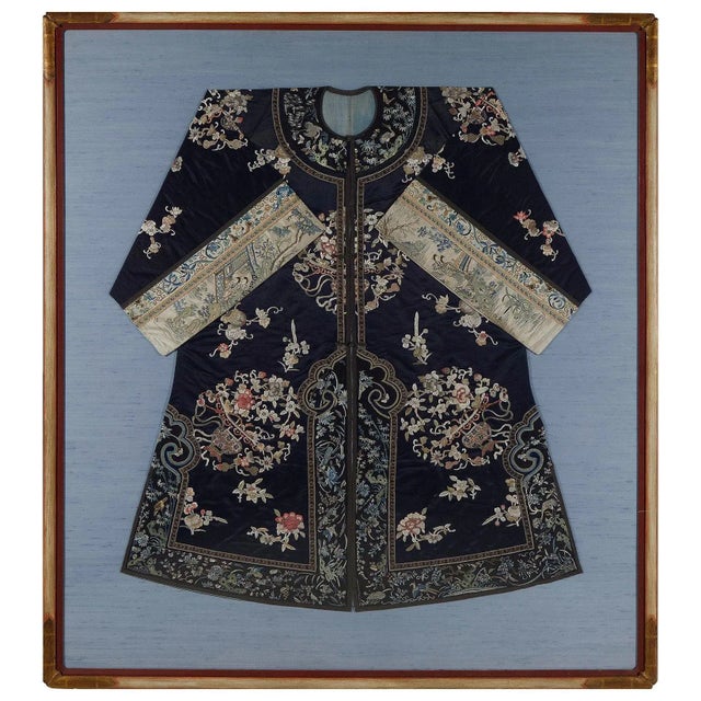 Antique Chinese Qing Dynasty Embroidered Robe, Framed For Sale - Image 13 of 13