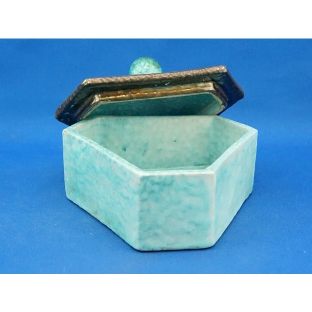 Goldenrod 20th Century Art Deco Ceramic Box in Bronze Enamel from the Mga Factory, Albisola, Italy, 1920s For Sale - Image 8 of 18