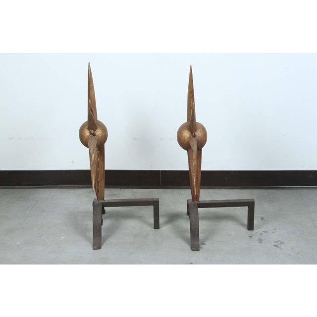 Traditional Sunburst Andirons - a Pair For Sale - Image 3 of 5