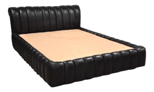 1980s Jay Spectre Black Leather Queen Bed