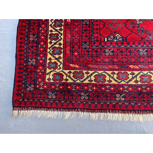 Vintage Afghan Khal Mohammadi Turkmen Gul Rug - 5'10" X 4'4" For Sale - Image 9 of 12