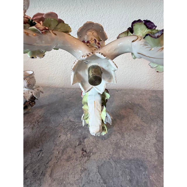 These Antique Von Schierholz Porcelain Candle Holders are a pair of original, German-made pieces crafted from white...