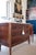 Elegant Louis XVI mahogany commode from the mid-19th century, topped with a smooth white marble surface. This refined...