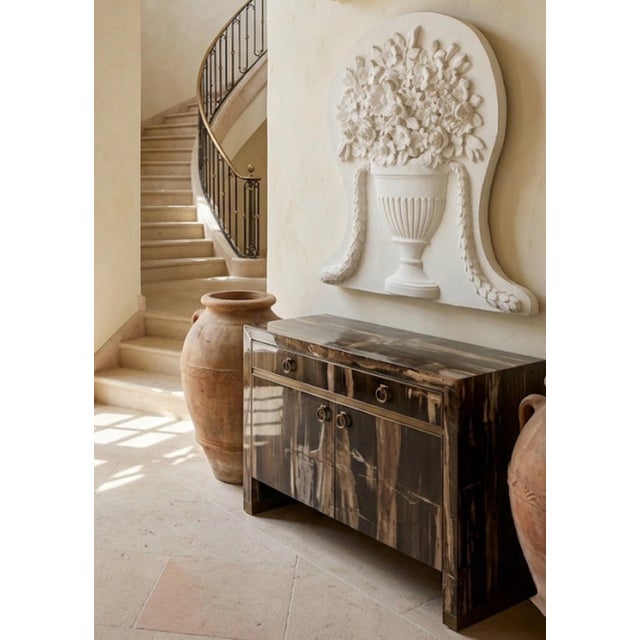 White Vintage White Cast Stone Floral Urn Wall Plaque For Sale - Image 8 of 12