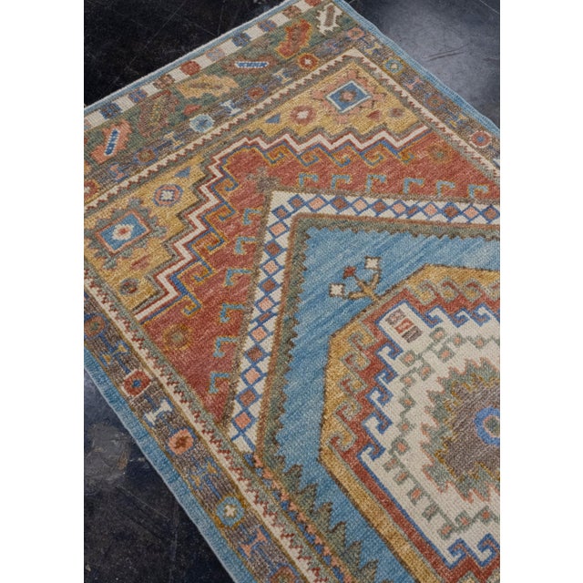 Turkish Oushak Runner Rug 3'1" x 12'4" For Sale In Houston - Image 6 of 8