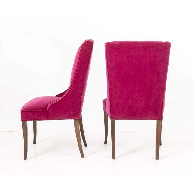 Late 20th Century Plum Velvet Upholstered Side Chairs, Pair For Sale - Image 5 of 5