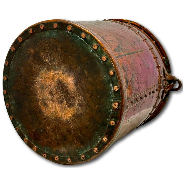 Outstanding & Rare Large Antique American Hand Wrought Heavy Solid Copper Farm Utility Pail - Bucket Dated 1849 For Sale - Image 11 of 18