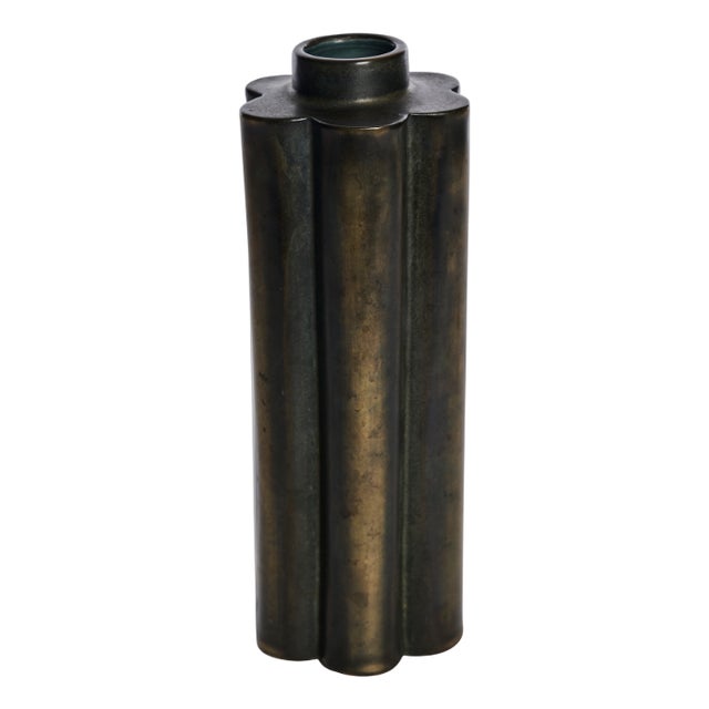 Swedish Ceramic Vase with Bronze Glaze from Gepe, 1930s For Sale