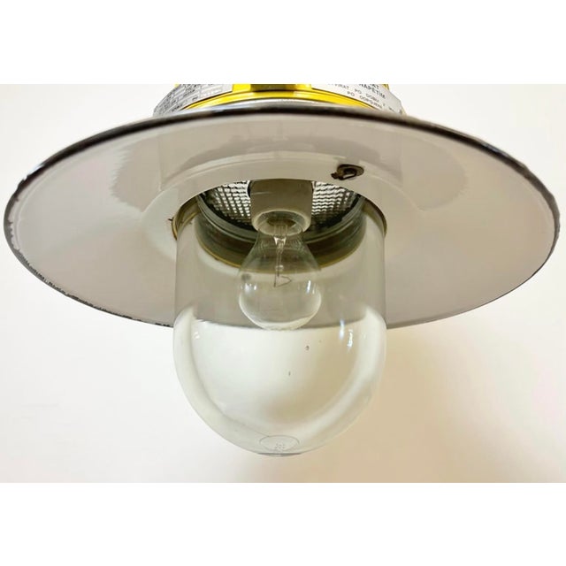 Industrial Yellow Explosion Proof Lamp with Grey Enameled Shade from Elektrosvit, 1990s For Sale - Image 6 of 16