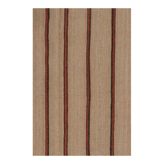Vintage Palas Bidjar Kilim With Minimal Red Stripes on a Beige Field - Rug & Kilim For Sale