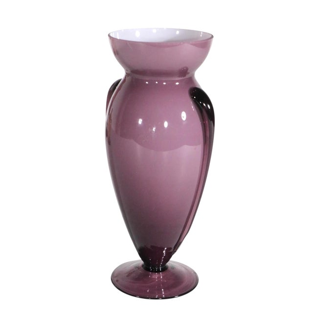 Mid-Century Modern Mid Century Lavender Art Glass Vase Made in Japan For Sale - Image 3 of 8