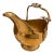 Large Brass Coal Scuttle / Fireplace Log Bucket With Lion Mask Mounts & Delft-Style Ceramic Handles - For Sale