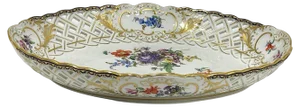 Small Oval Meissen Porcelain Openwork Dish, 1920s