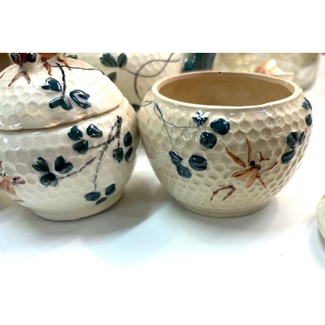 Early 20th Century 1930's Japanese Tea Set, Sugar Bowl and Sugar Cube Set With Bees on Their Tops For Sale - Image 5 of 6