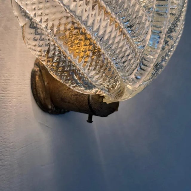 Gold Ribbed Leaf Wall Light by Barovier & Toso, 1940 For Sale - Image 8 of 18