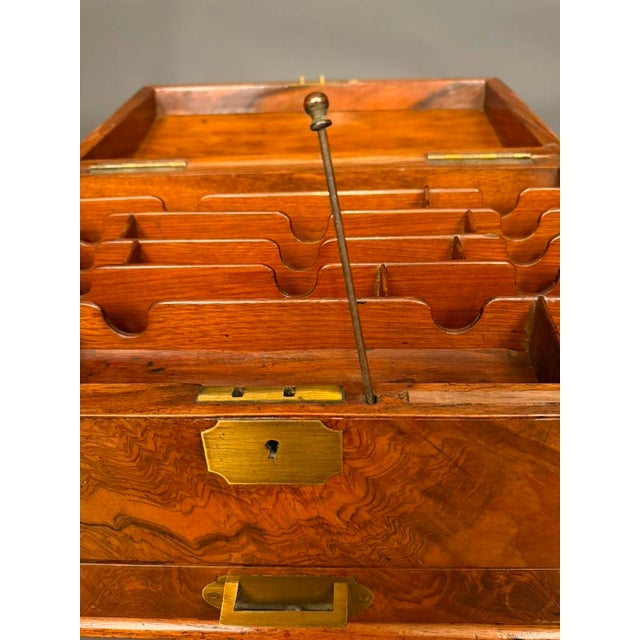 English Antique English Burl Walnut Writing Box / Document Chest With Quill Compartment, Circa 1820 For Sale - Image 3 of 17