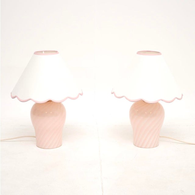 A gorgeous pair of vintage Italian Murano glass table lamps by Da Vinci, dating from the 1980’s. They are of superb...