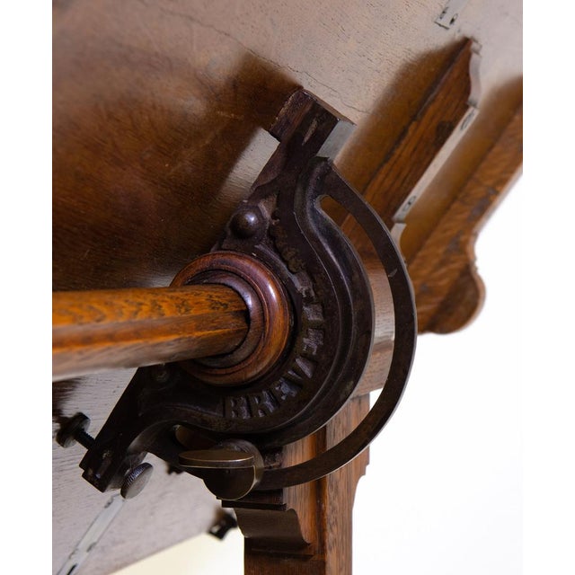 Antique French Ecclesiastical Gothic Adjustable Oak Reading Table, 1880s For Sale - Image 6 of 18