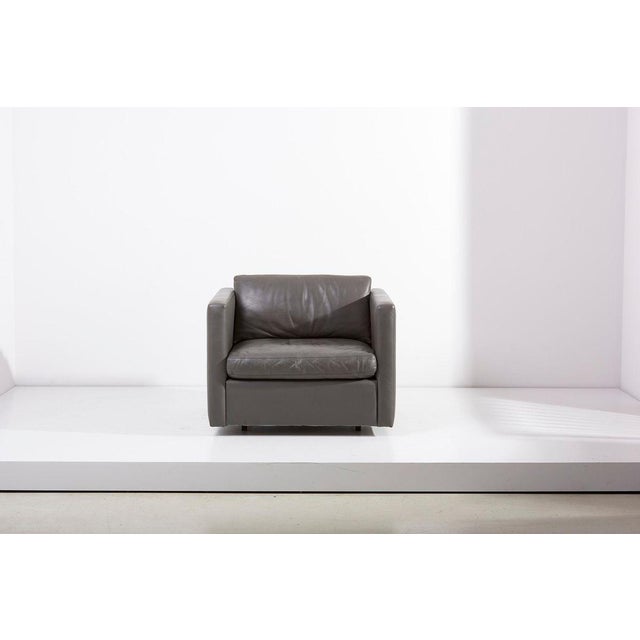 Sofa Set in Grey Leather by Charles Pfister for Knoll, USA, 1970s, Set of 3 For Sale - Image 16 of 18