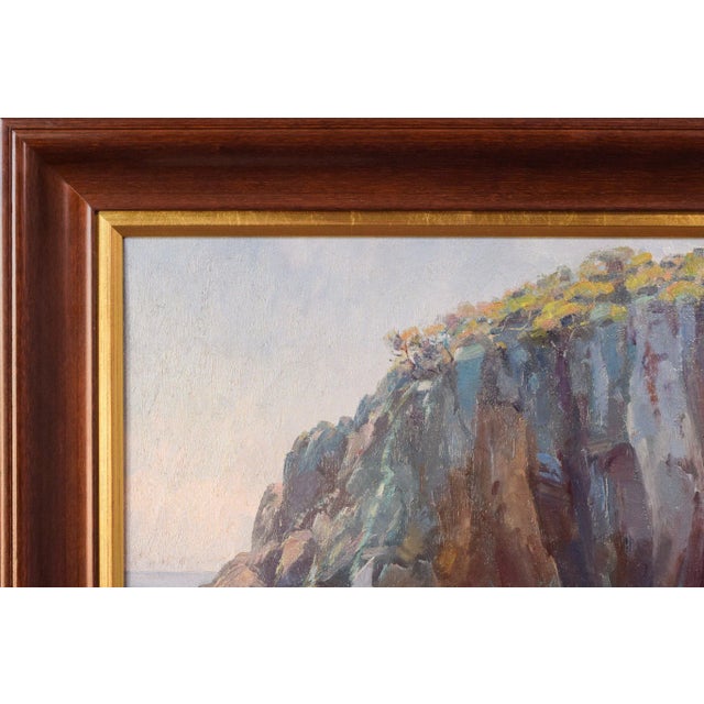 Textile Ricard Tarrega Viladoms, Spanish Cala Landscape, Mid-20th Century, Oil on Canvas For Sale - Image 7 of 9