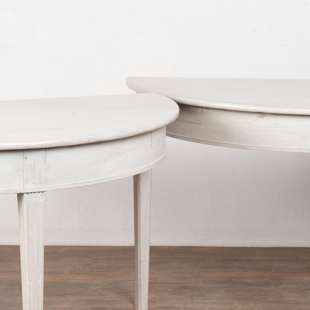 Late 19th Century Late 19th Century Swedish White Large Demi Lune Side Tables Consoles For Sale - Image 5 of 12