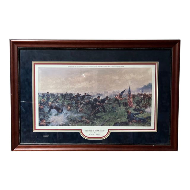 1960 Offset Print Framed Rescue of the Colors by William Trego For Sale