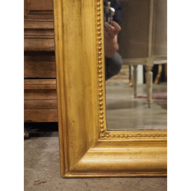 French Circa 1850 French Gold Louis Philippe Mirror With Greek Key Motif For Sale - Image 3 of 18