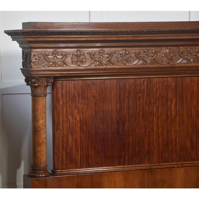 Wood Carved Mahogany Super King Size Bed Frame, 1890s For Sale - Image 7 of 12