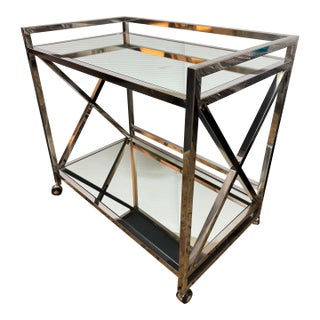 Worlds Away Gerard Bar Cart, Stainless Steel For Sale