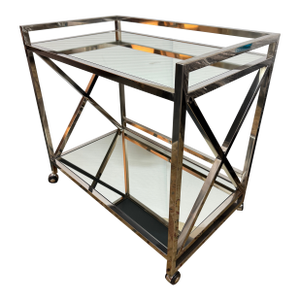 Worlds Away Gerard Bar Cart, Stainless Steel