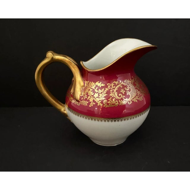 Early 20th Century French Burgundy & Gold Porcelain Cream Pitcher, Remi Delinieres For Sale - Image 11 of 12