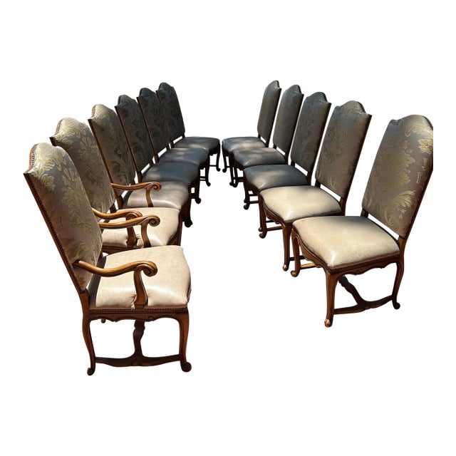 William Switzer French Louis XV Dining Chairs - Set of Twelve (10 Side Chairs + Host Armchairs) For Sale