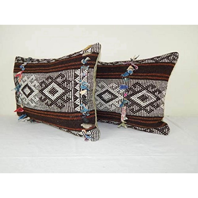 Tribal Vintage Goat Hair Anatolian Kilim Pillow Cover - Set of Two For Sale - Image 3 of 6