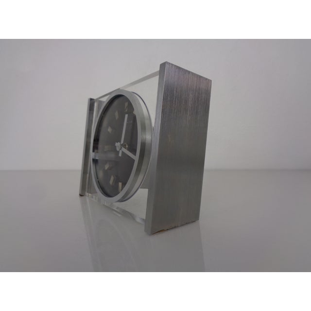 Table Clock in Acrylic Glass and Brushed Aluminum from Kienzle International, Germany, 1960s For Sale - Image 3 of 15