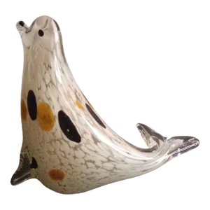 1980s Art Glass Speckled Seal Figurine