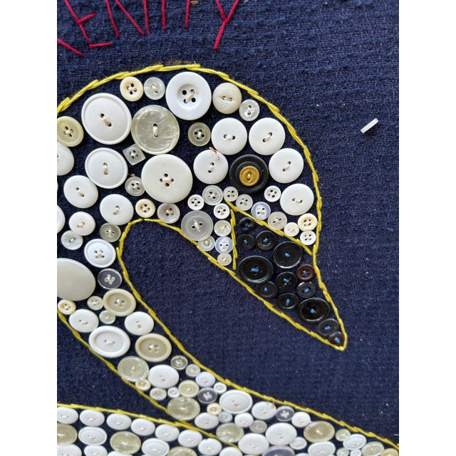 Swan Folk Art With Buttons by Maine Artist Mary Teeter For Sale - Image 4 of 10