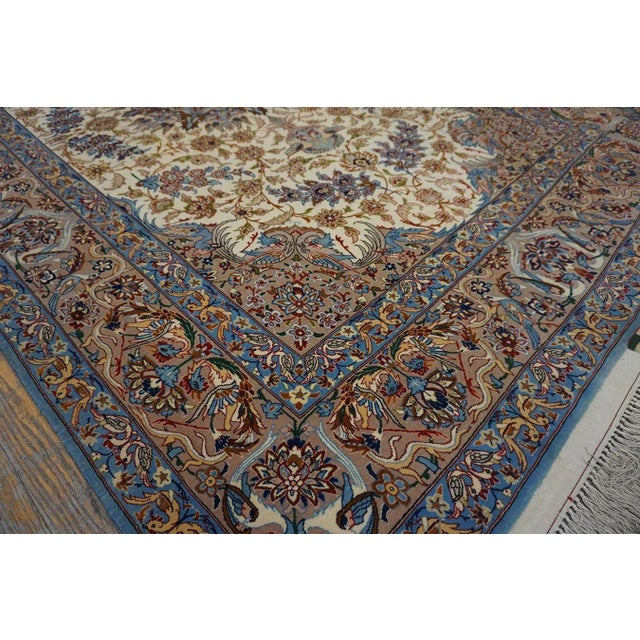 1920s Ivory Medallion Antique Persian Isfahan Carpet 4'11" X 7'3" by Zolfaghari Wool Rug For Sale - Image 11 of 15